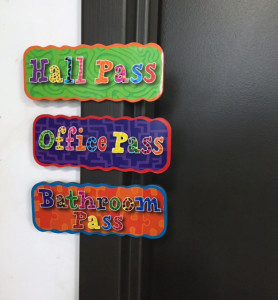 hall passes on door frame