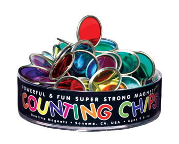 75 Metal-Rimmed Counting Chips & 1 Block Magnet
