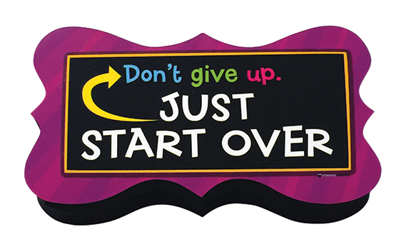 Magnetic Whiteboard Eraser: Start Over Quote