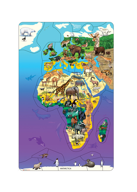 Magnetic Wildlife Map Puzzle: Eurasia & Africa