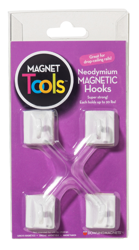 Neodymium Magnetic Hooks, Set of 4