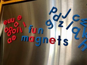 foam fun words on fridge