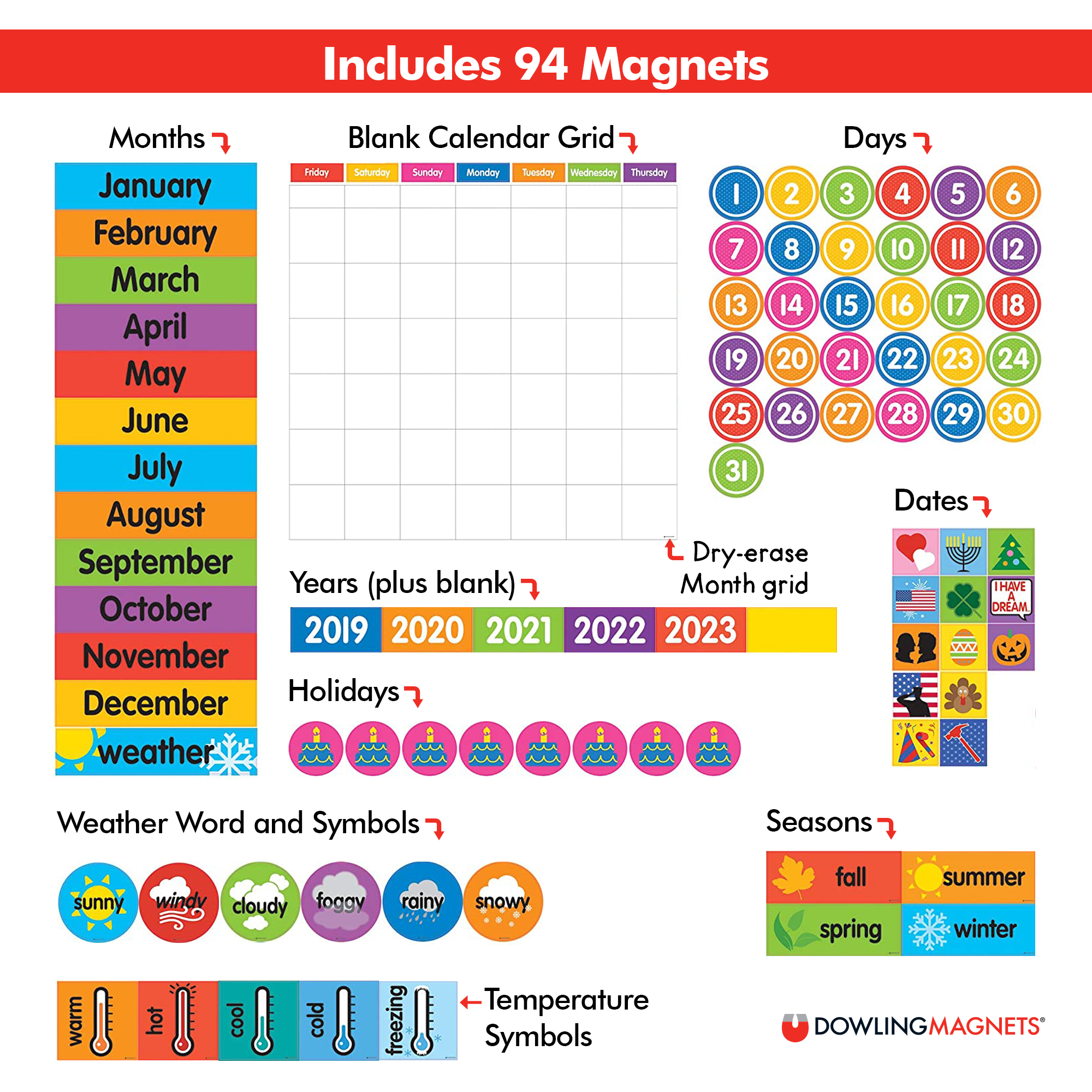 Scholastic Magnetic Calendar Wall Decal Set