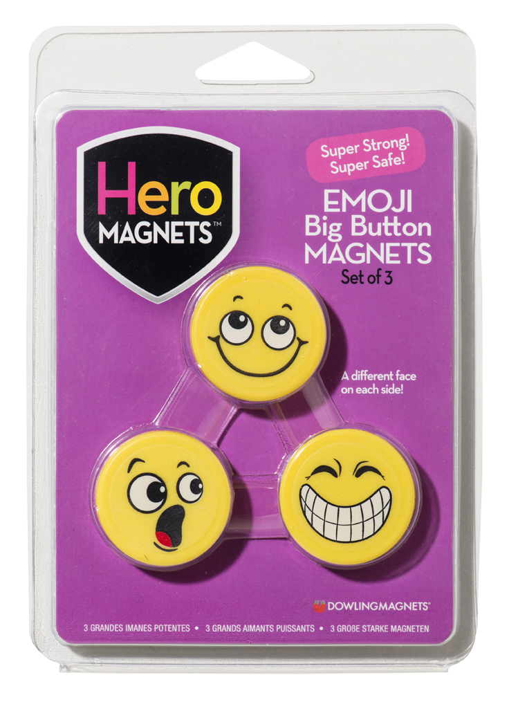 Hero Magnets: Emoji Big Button Magnets, Set of 3